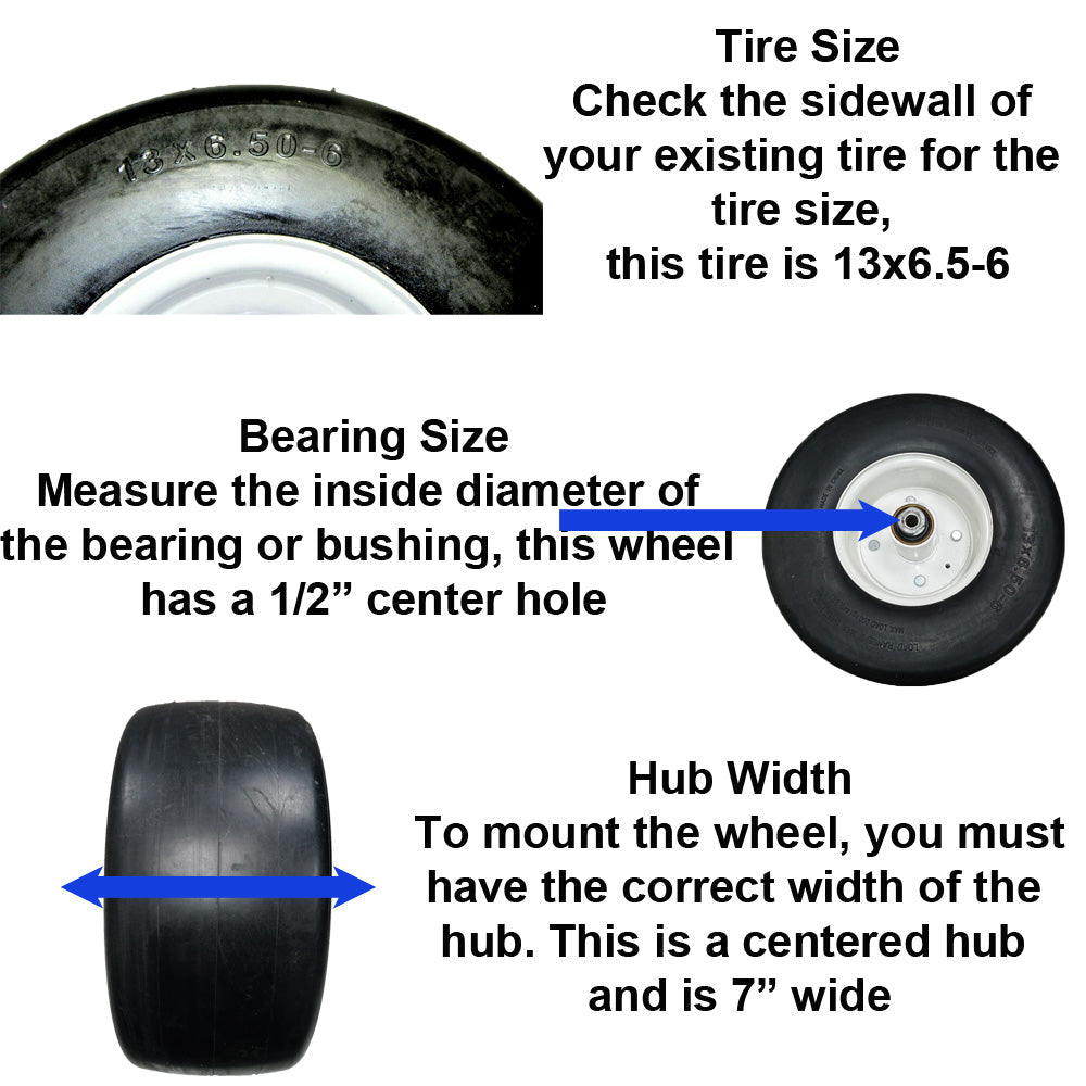 Proven Part 13X6.50-6 Tubeless Tire White Rim For Exmark and Toro