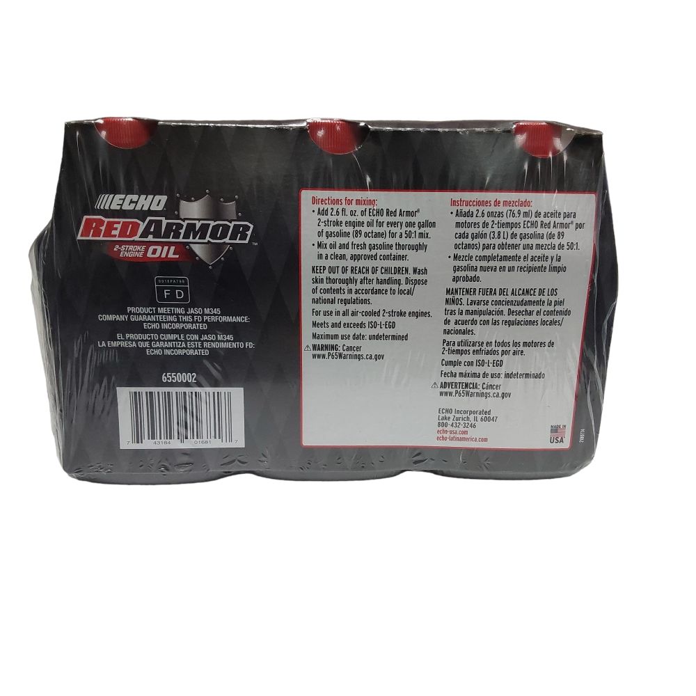 Proven Part 12-Pack Echo Red Armor 2 Gallon Mix 2-Cycle Oil 5.2Oz- 6550002
