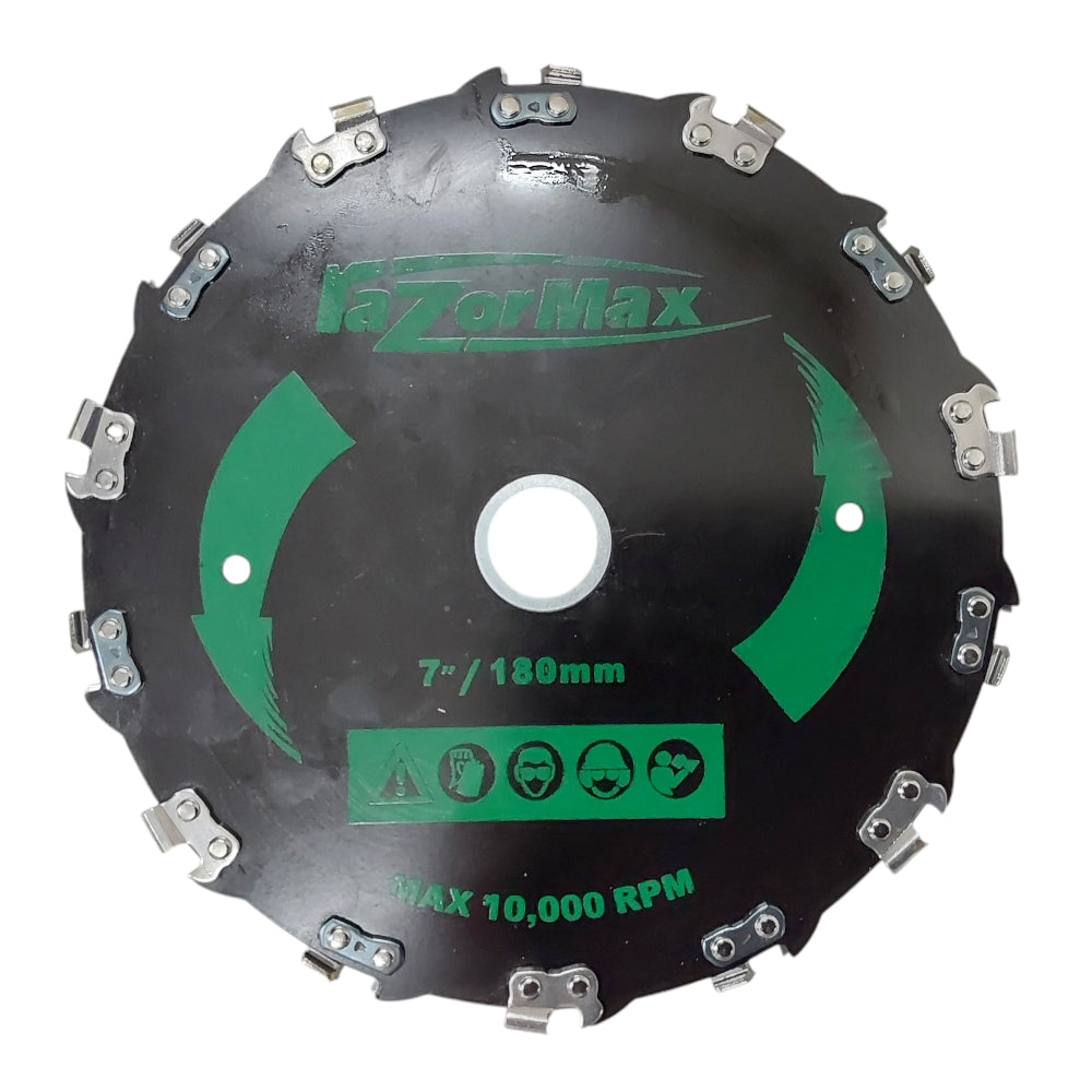 7" Razor Max Brush Cutter Blade 1" Arbor For Trimmers With 20mm Adapter and 3 Sharpening Files 3/16"