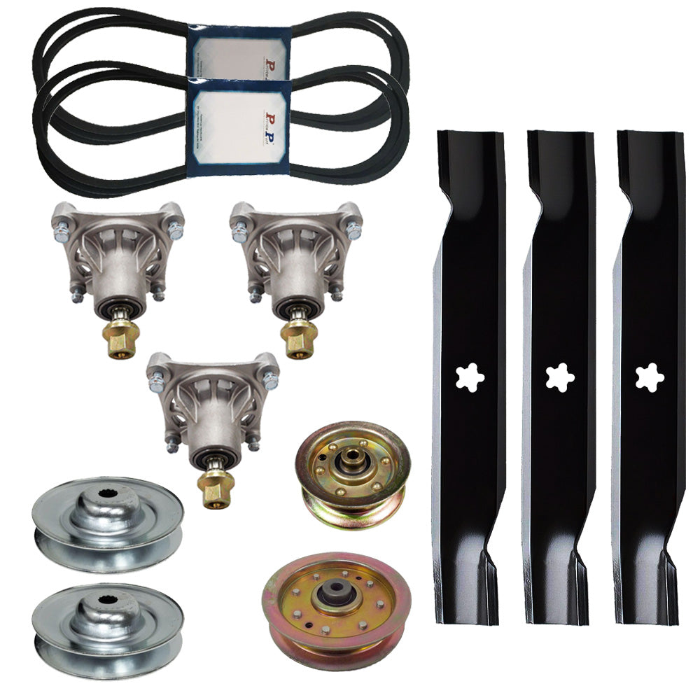 Proven Part 48" Deck Spindle Blade Pulley Belt Rebuild Kit For Craftsman GT5000 Lawn Mower