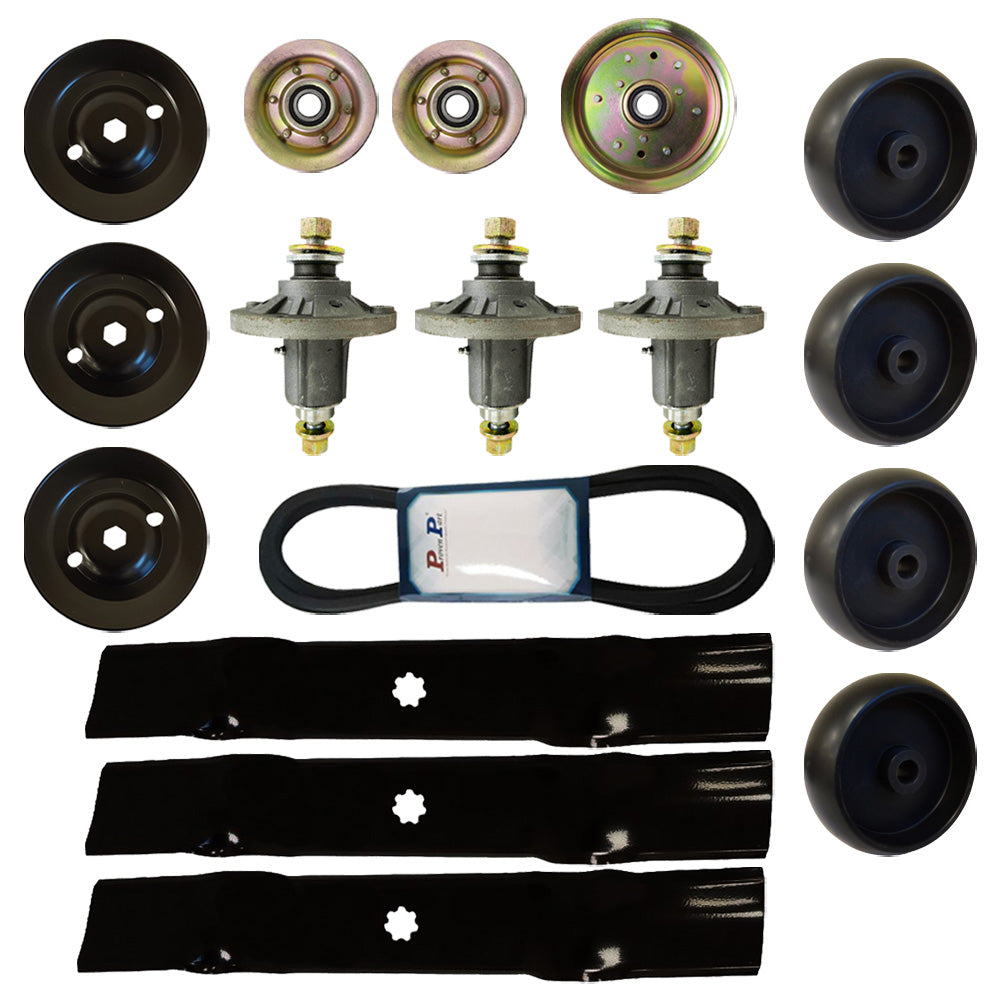 Proven Part Mower Deck Kit Blades Spindle Fits John Deere LA145 LA165 D140 D150 D160 X140 X1