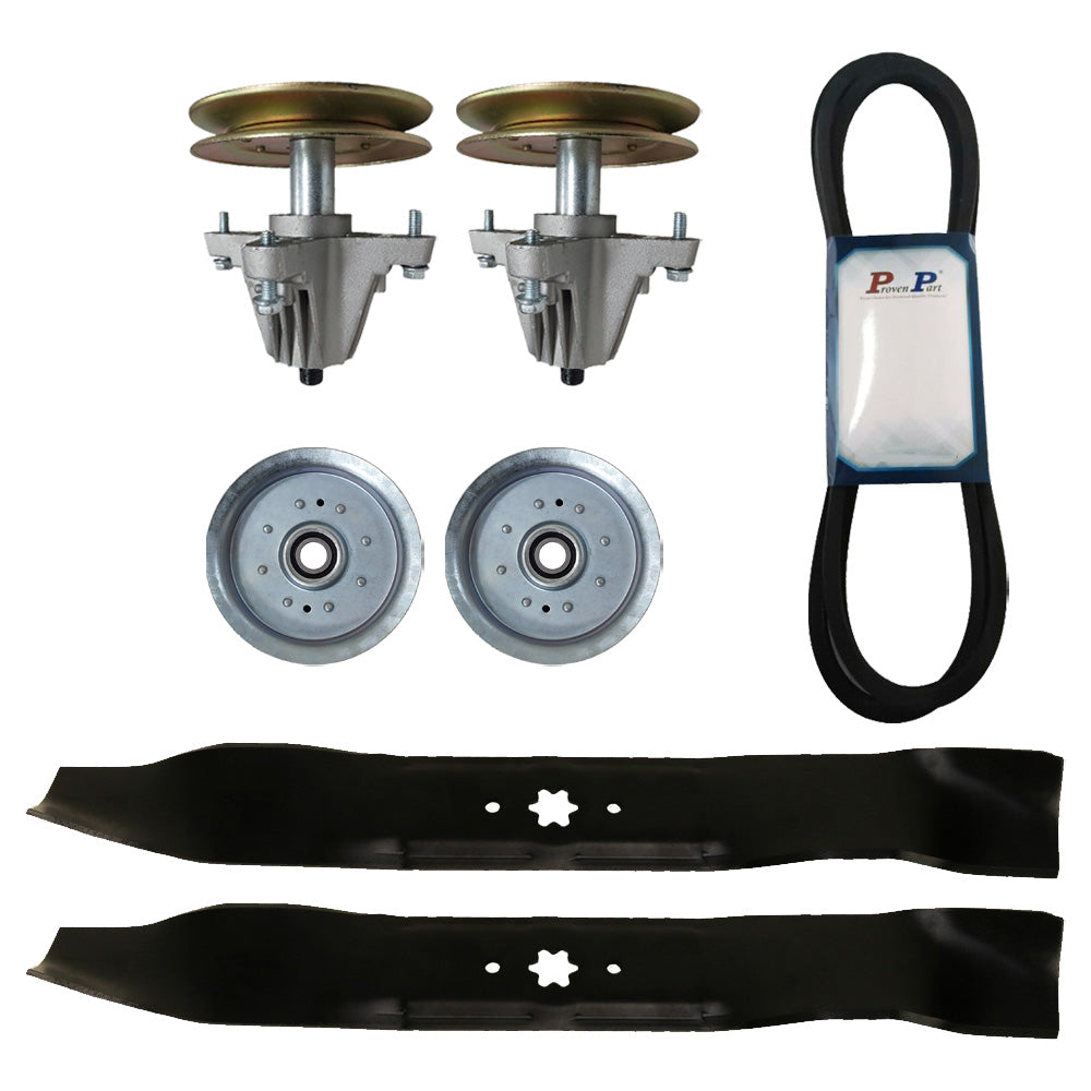 Proven Part Deck Rebuild Kit Spindles Blades Belt Idler Pulleys Fits 918-06991, 756-05034A, 942-04308