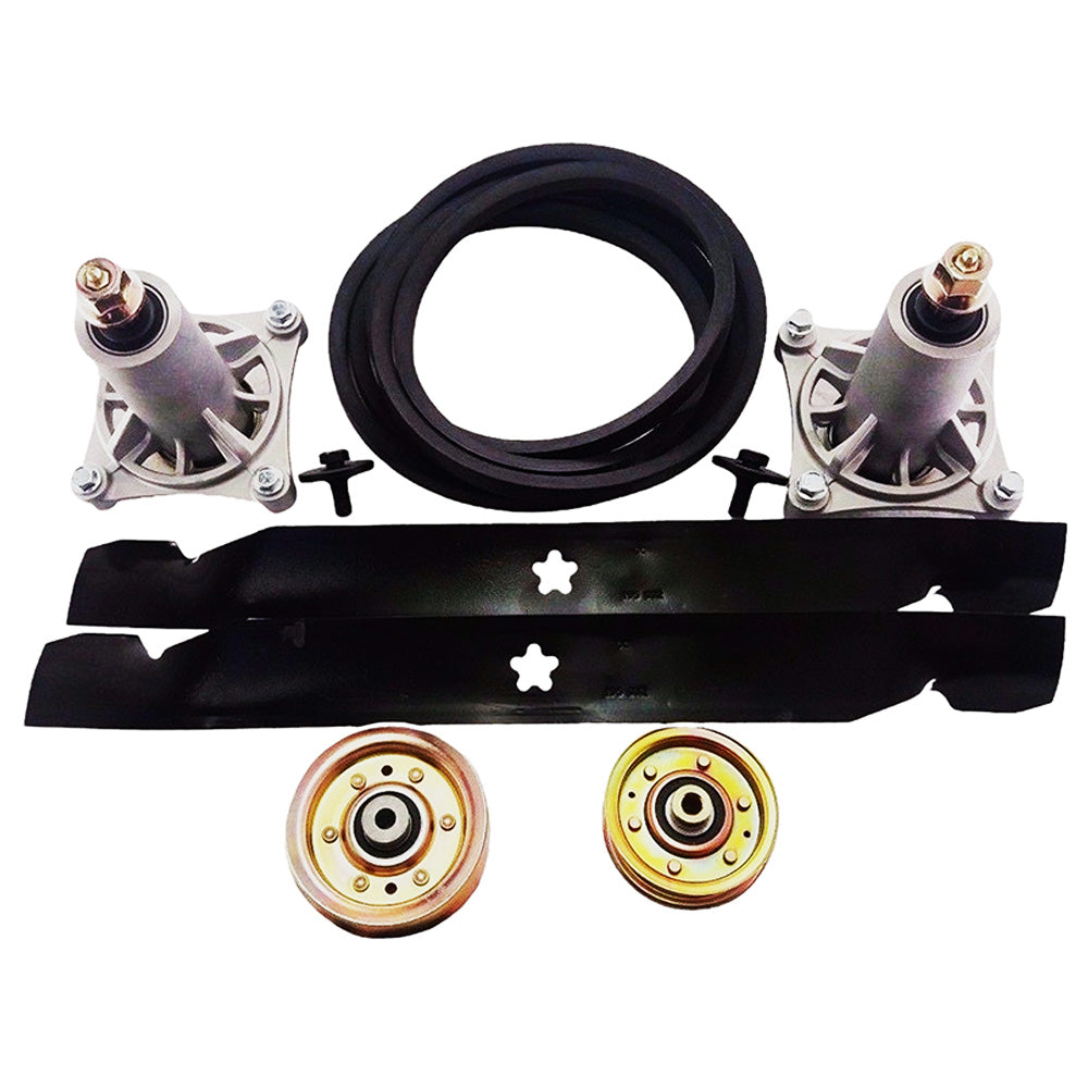 Proven Part Rebuild Kit For 42 Inch Deck Lawn Tractor Blades Belt Spindles Idler Pulleys 936060 21547188 21547298 21547281 21547024 21546238
