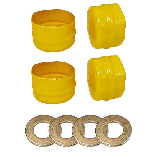 Proven Part Set Of 4 Riding Mower Yellow Wheel Hub Caps And 4 Inner Washers For M143338 285-228 M123254 532121748
