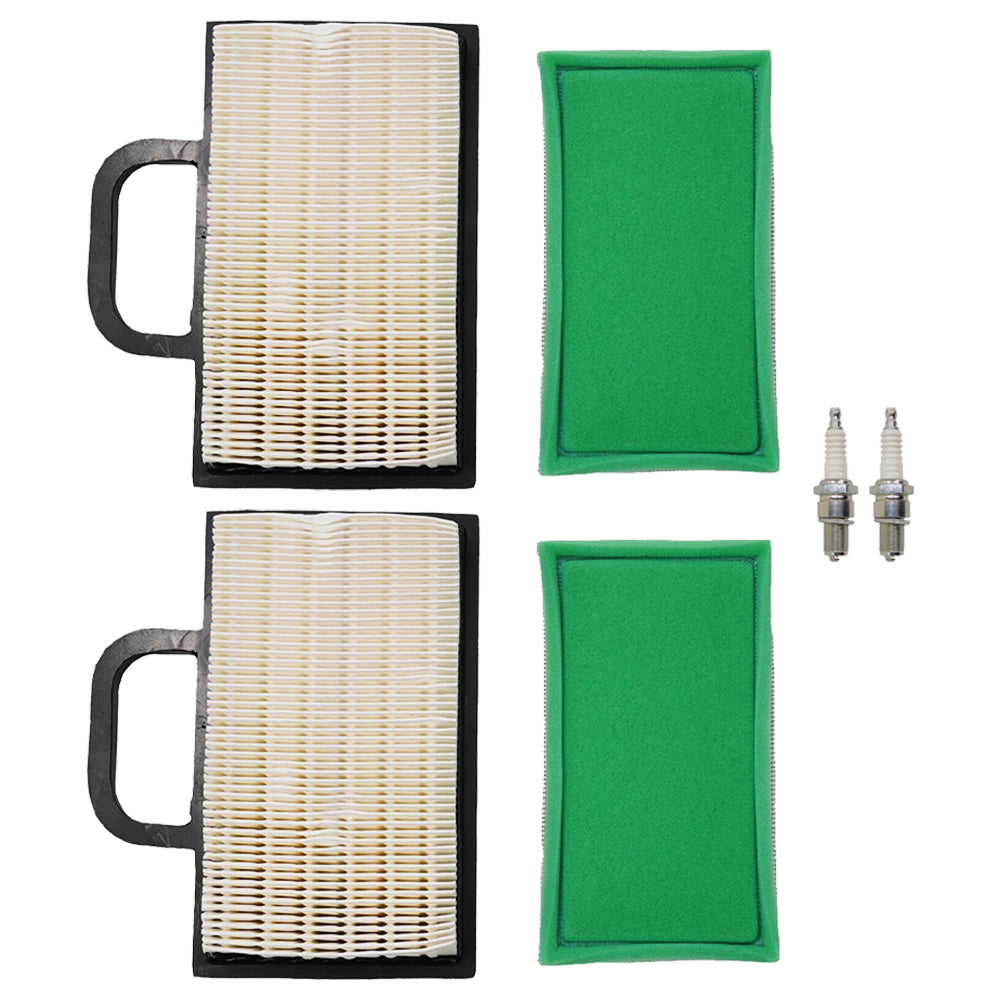 2PK Air Filter and Spark Plug For Briggs & Stratton 18-22 HP Intek V-Twin 499486S