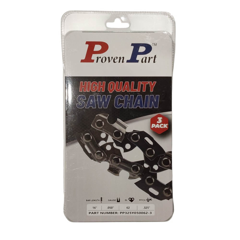 Proven Part 3x Full Chisel Chain 0.325 .050 62DL Fits Stihl 021, 025, 025C, 70, MS 230