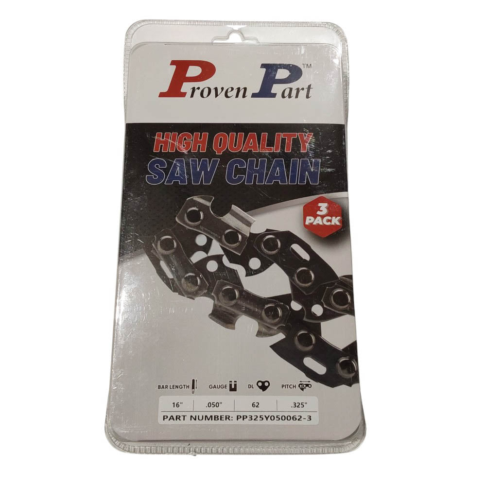 Proven Part 3x Full Chisel Chain 0.325 .050 62DL Fits Stihl 021, 025, 025C, 70, MS 230