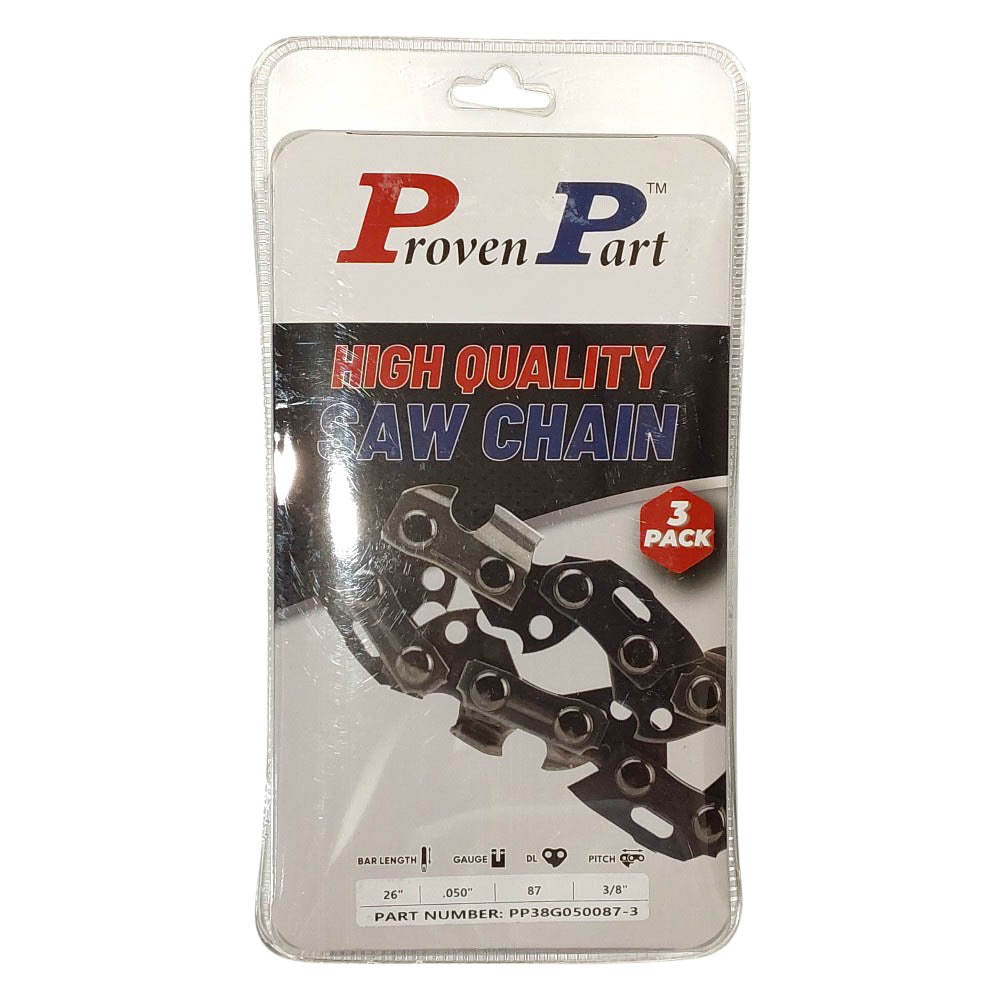 Proven Part 3-Pack of chainsaw Chain 38 Pitch 050 Gauge 87 DL Fits Oregon 72DG087