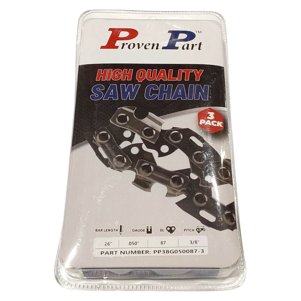 Proven Part 3-Pack of chainsaw Chain 38 Pitch 050 Gauge 87 DL Fits Oregon 72DG087