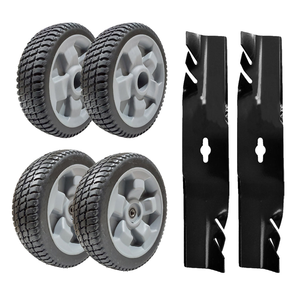Proven Part Front Rear Wheels Gator Style Blades Fits Toro Timemaster 30", 20199, 20200, 20975, 20977, 22205TE, 22207