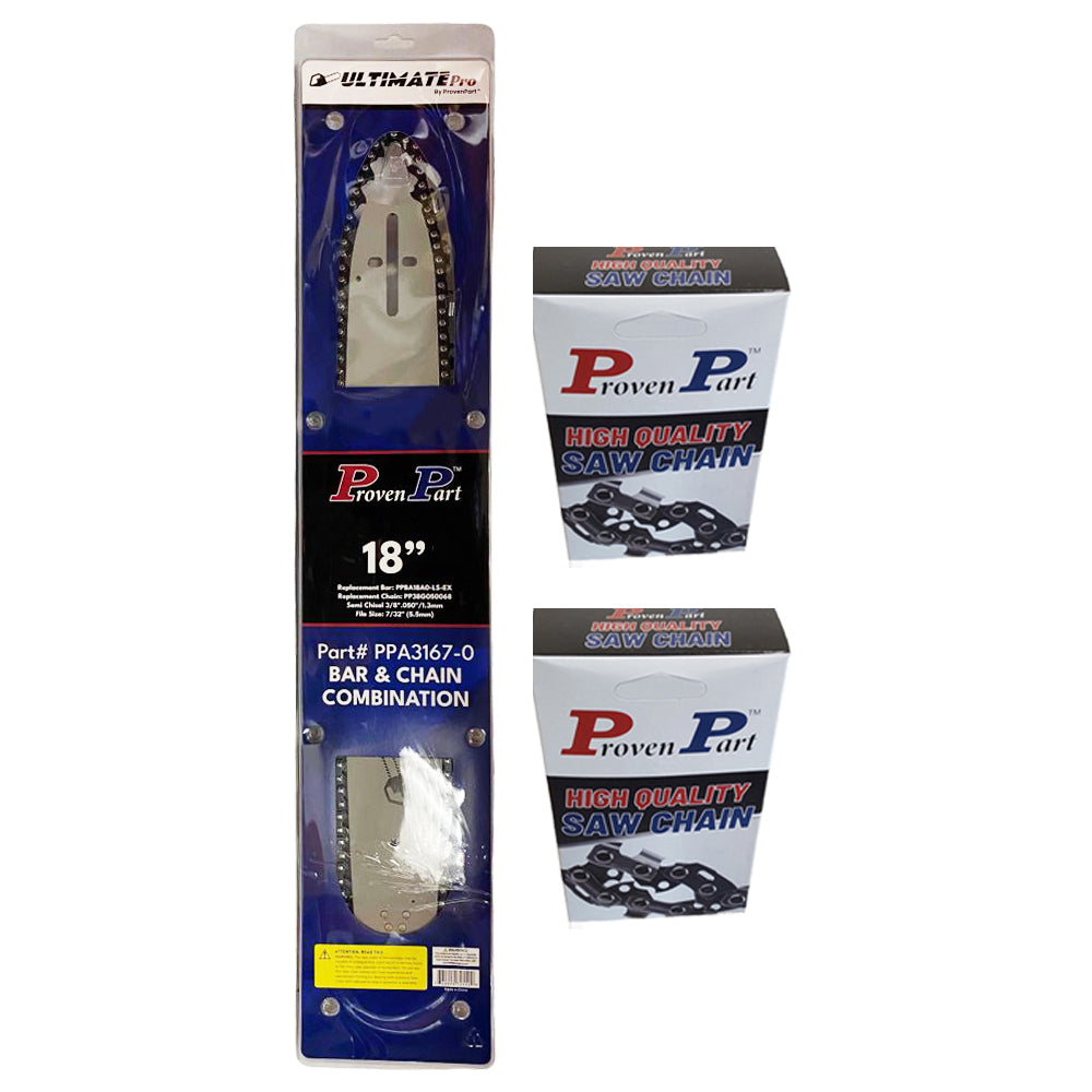 Proven Part 18" Bar and 3 chains 3/8" .050" 68DL Fits Echo CS-550 18DOAS3864C,180SLHD176