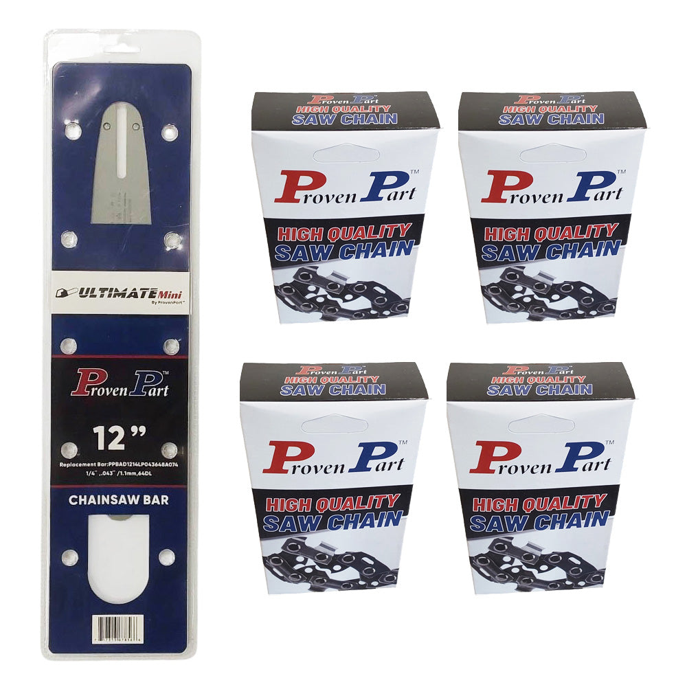 Proven Part 12In Bar and 4 Chains 3/8LP .043 64DL For Stihl HT130, HT131, HT156, MSA120C 30050083405