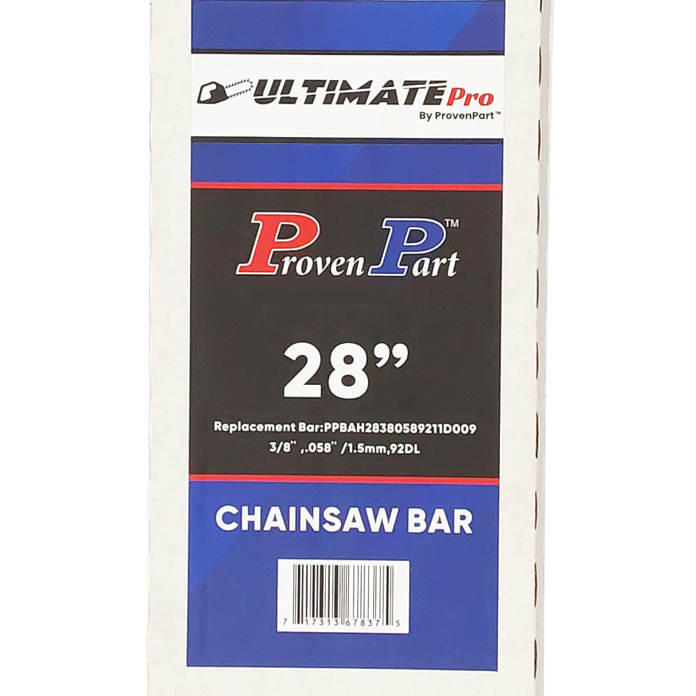 Proven Part 28In Chainsaw Bar 3/8 .058 92DL For Makita DCS6401, DCS6421, DCS7301, DCS7901, DCS9000, DCS9010FL, EA7900P 280RNDD009