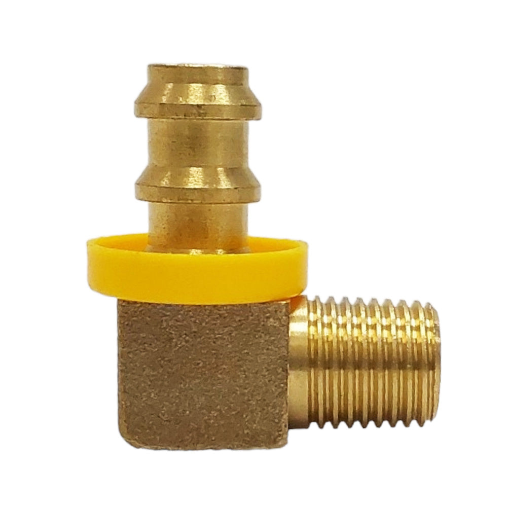 Proven Part Brass Adapter Fitting 90 Degree 1/4" Npt X 3/8" Hose Barb Harley Fuel Oil Line