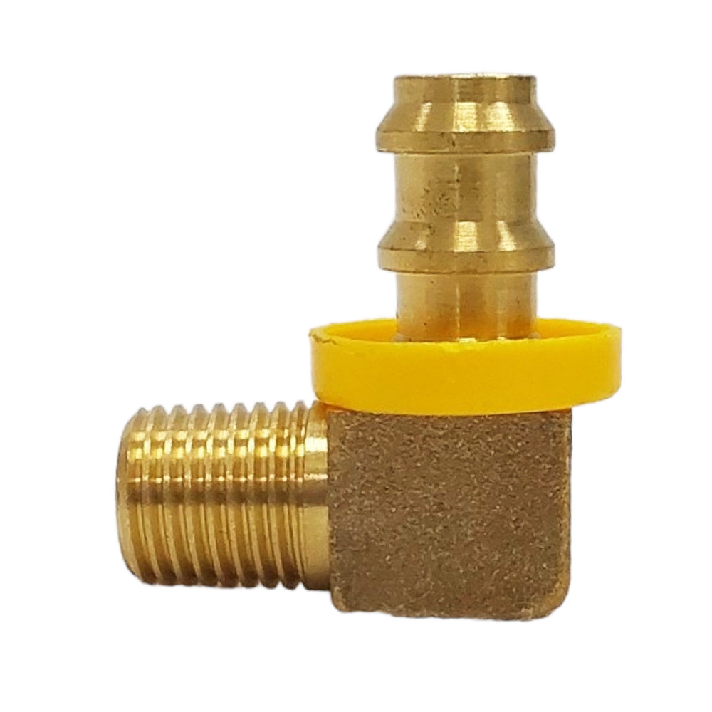 Proven Part Brass Adapter Fitting 90 Degree 1/4" Npt X 3/8" Hose Barb Harley Fuel Oil Line