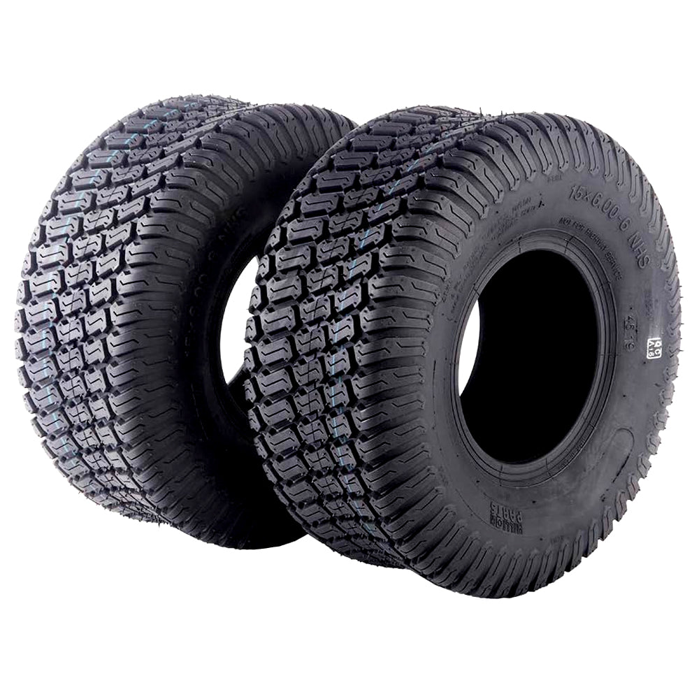 Set 2 15x6.00-6 Lawn Mower Tires 4 Ply 15x6.00x6 Turf Master Tire 15x6-6 M137627