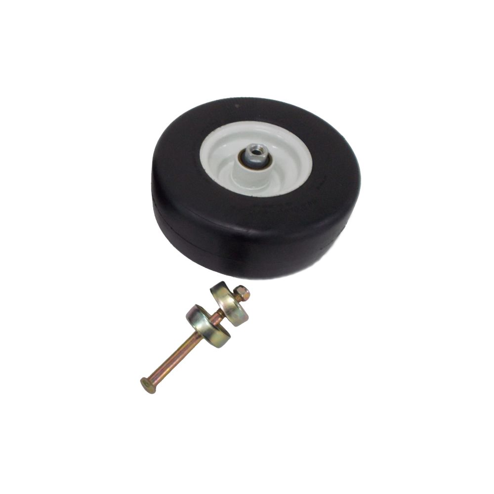 Parte probada, paquete de 2 neumáticos sólidos delanteros no planos, 11X400X5, color blanco, a prueba de pinchazos para 103-9591 110-9965 103-8717 Incluye cojinetes, pernos de eje y cubiertas antipolvo para 103-2768 1-633585 126-5359 103-0063