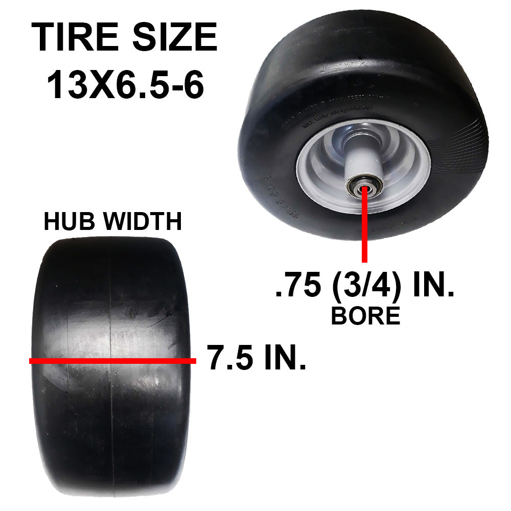 Proven Part No-Flat Tire 13X6.5-6 Fits Hustler 747741 Bearings Installed