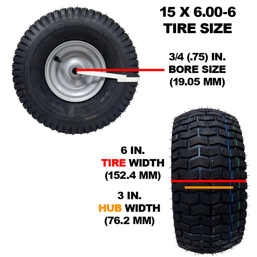 Proven Part Lawn Mower Front Tire and Rim 15x6-6 For Craftsman For Husqvarna For Cub Cadet
