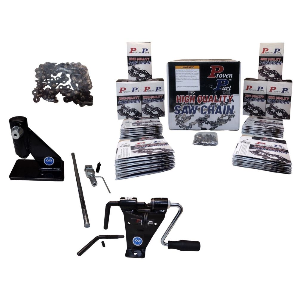 100ft Roll 3/8" .050 Chisel Ripping Chainsaw Chain With Breaker And Spinner Kit