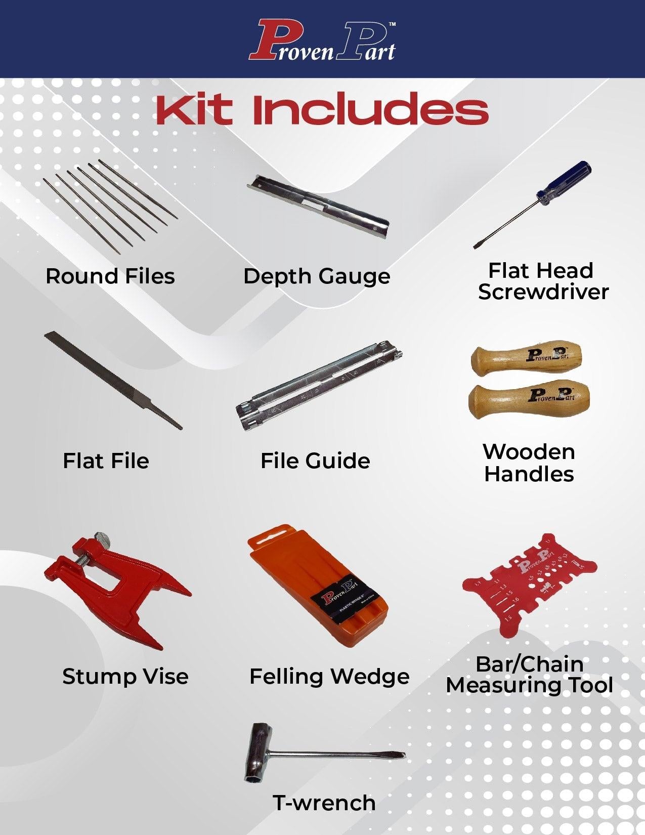 Proven Part Chainsaw Chain Sharpening Kit With Hard Case Including Round File,Flat File
