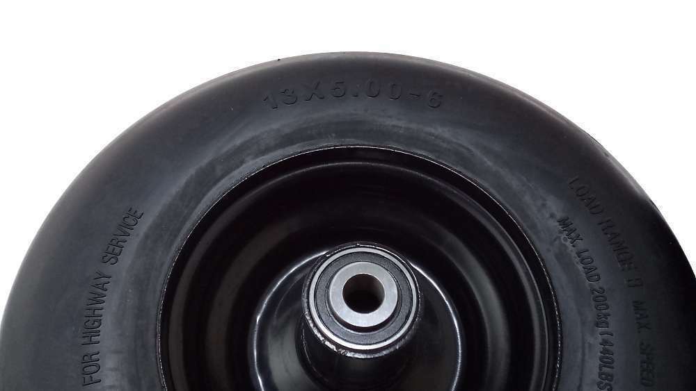 2 Pack 13X5-6 Black Rim Solid Smooth Puncture Proof No-Flat Tires Fit 72460039 Includers Axle Bolt Dust Coversand BearingS Replace 77410035