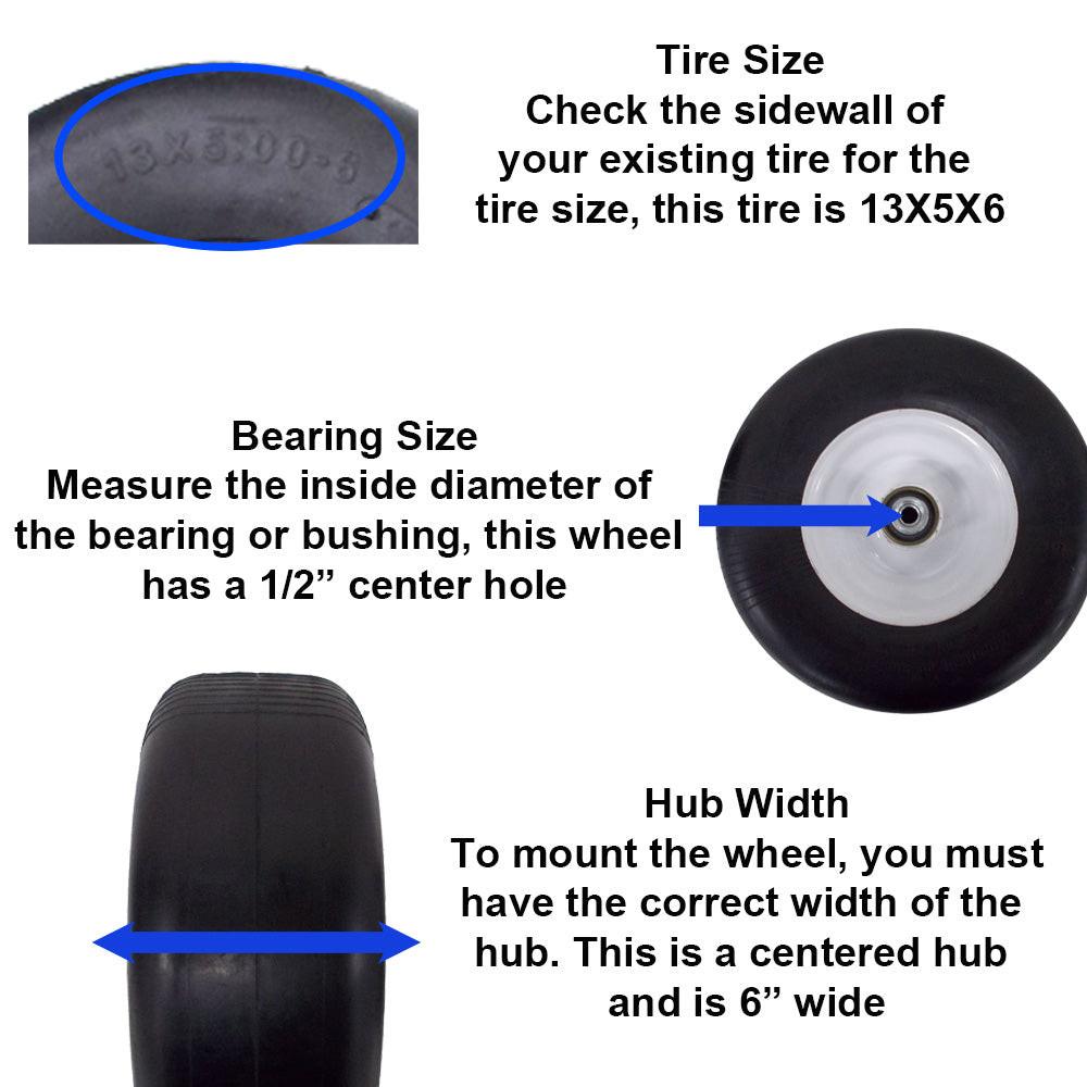 Proven Part Set Of 2 13X5.00-6/3.25 No-Flat Tires Fit 22631S, 5022631, 5022631S, Fits Ferris IS 700Z, IS 1500Z