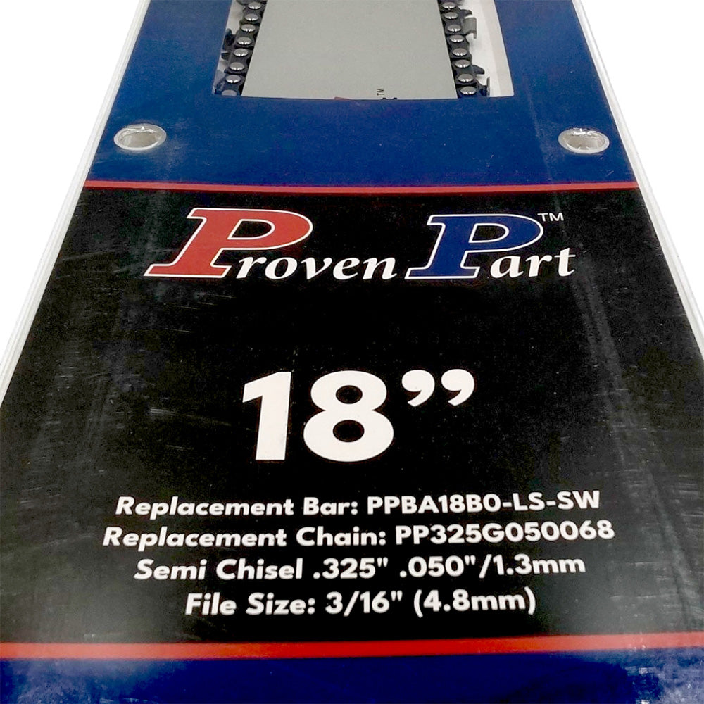 Proven Part 18" Guide Bar & Chain .325-050-68 Fits 180TXLBA074, 95TXL068G, MS250 MS251