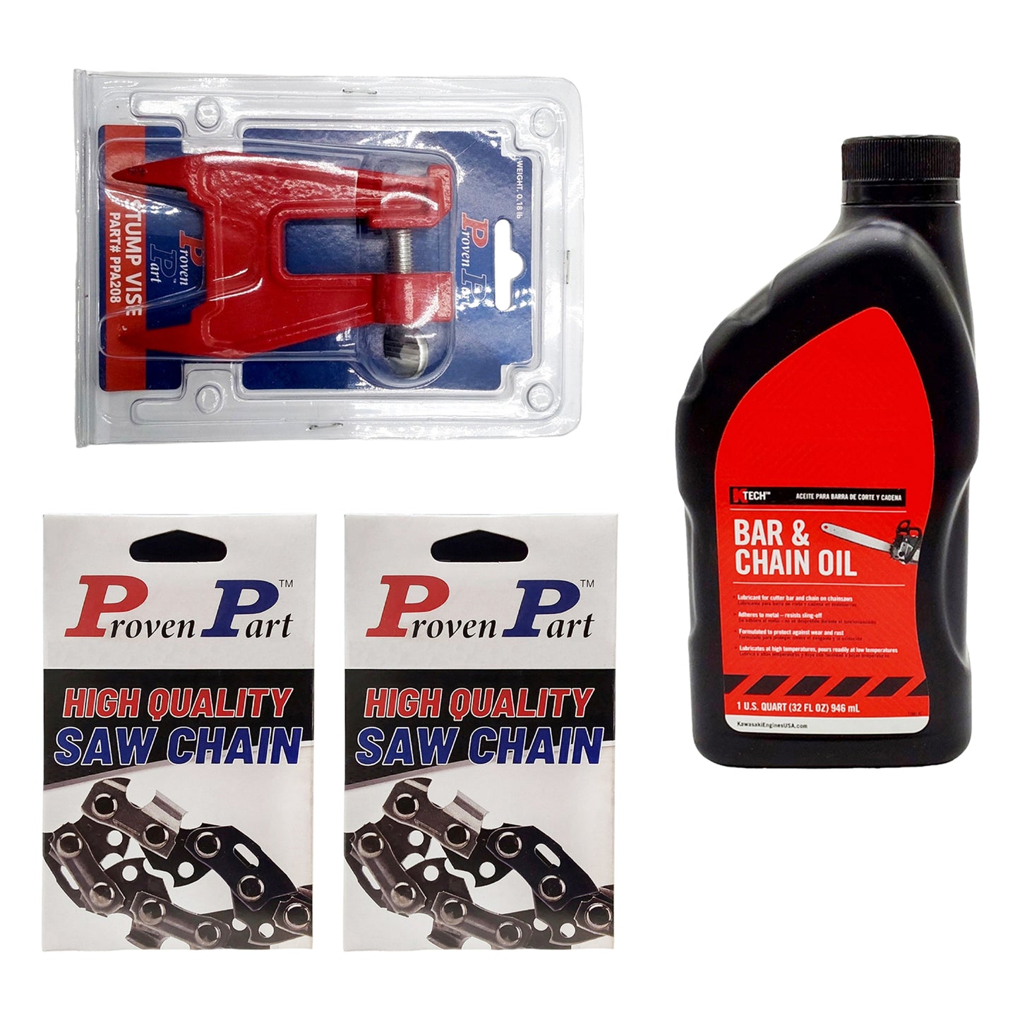 Proven Part (2) 18" Full Skip Chain For 18" Bar 3/8" Pitch .050" Gauge 66DL Fits Stihl 3676 005 0066 (1) Qt Oil (1) Stump Vise