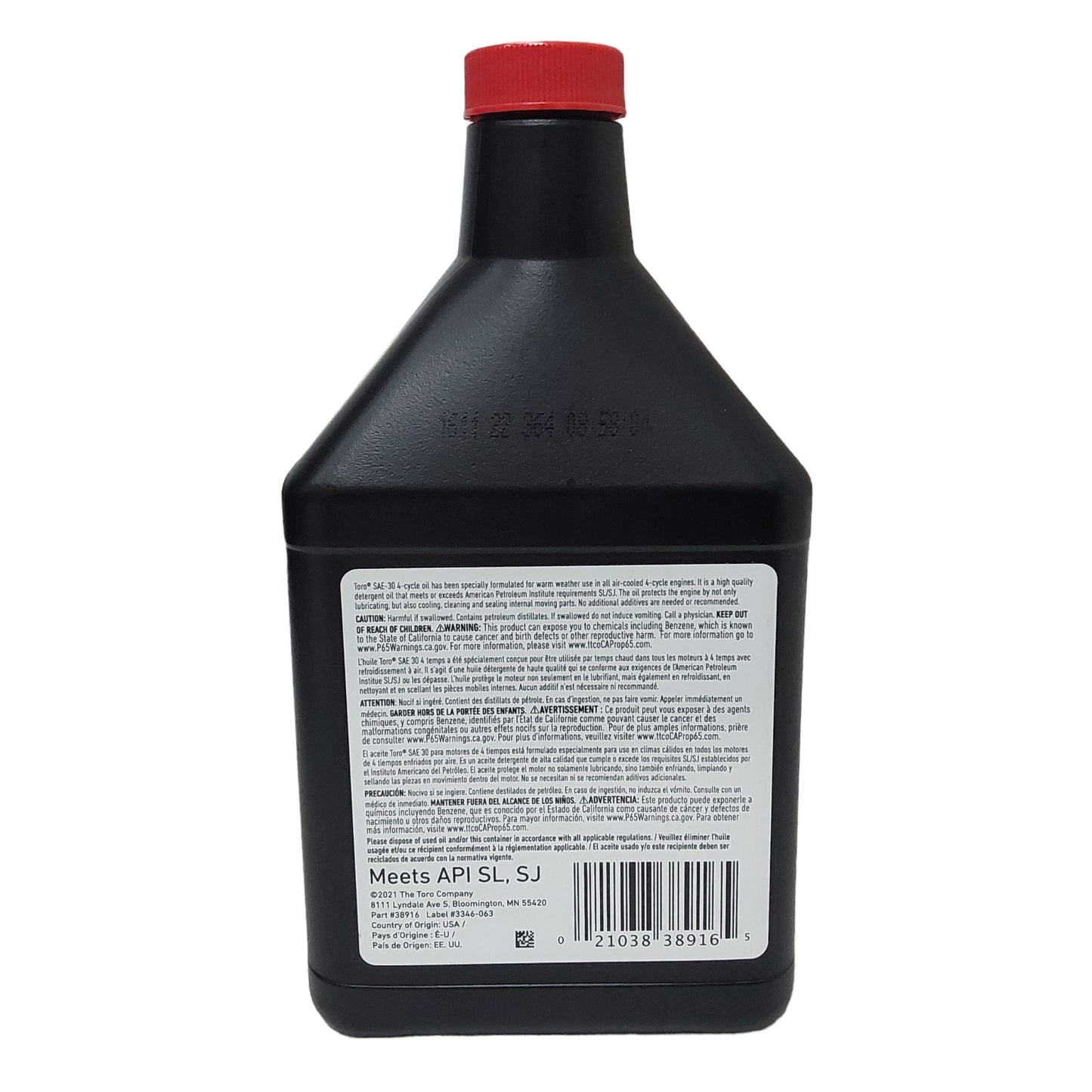 Aceite Toro SAE30 para cortadoras de césped 18OZ