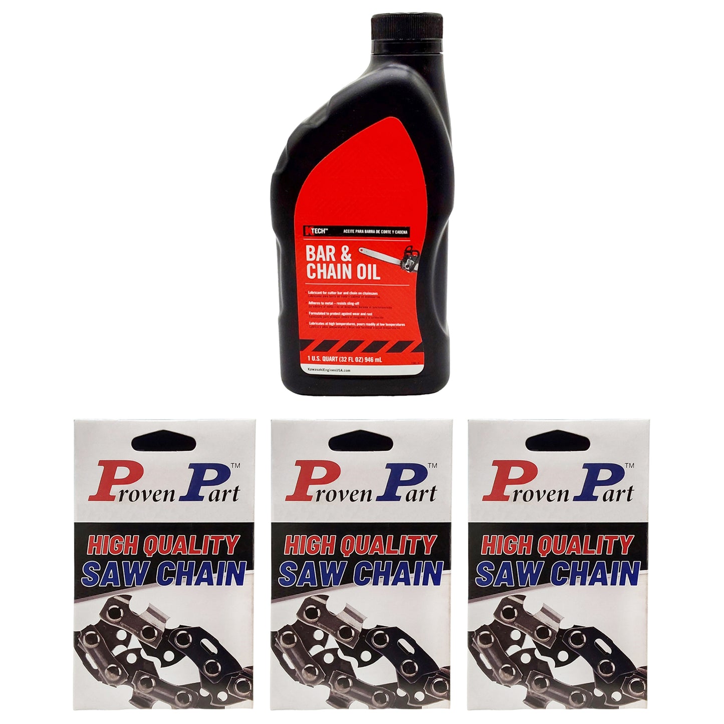 Proven Part (3) 20" Full Skip Chain For 20" Bar 3/8" Pitch .050" Gauge 70DL Fits Oregon 72EXJ070G (1) Qt Oil