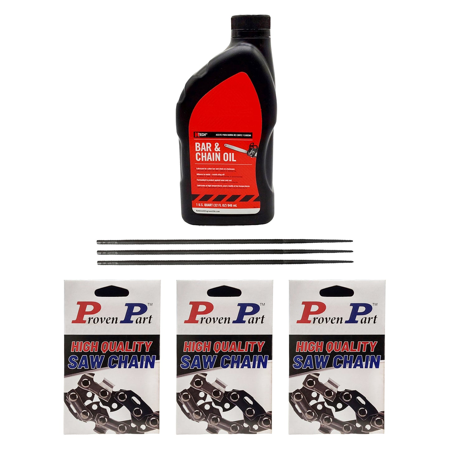 Proven Part (3) 16" Full Skip Chain For 16" Bar 0.325" Pitch .050" Gauge 67DL (1) Qt Oil (3) Files