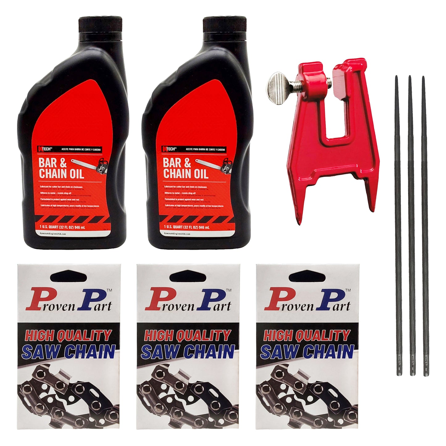 Proven Part (3) 20" Full Skip Chain For 20" Bar 3/8" Pitch .050" Gauge 70DL Fits Oregon 72EXJ070G (2) Qt Oil (1) Stump Vise (3) Files