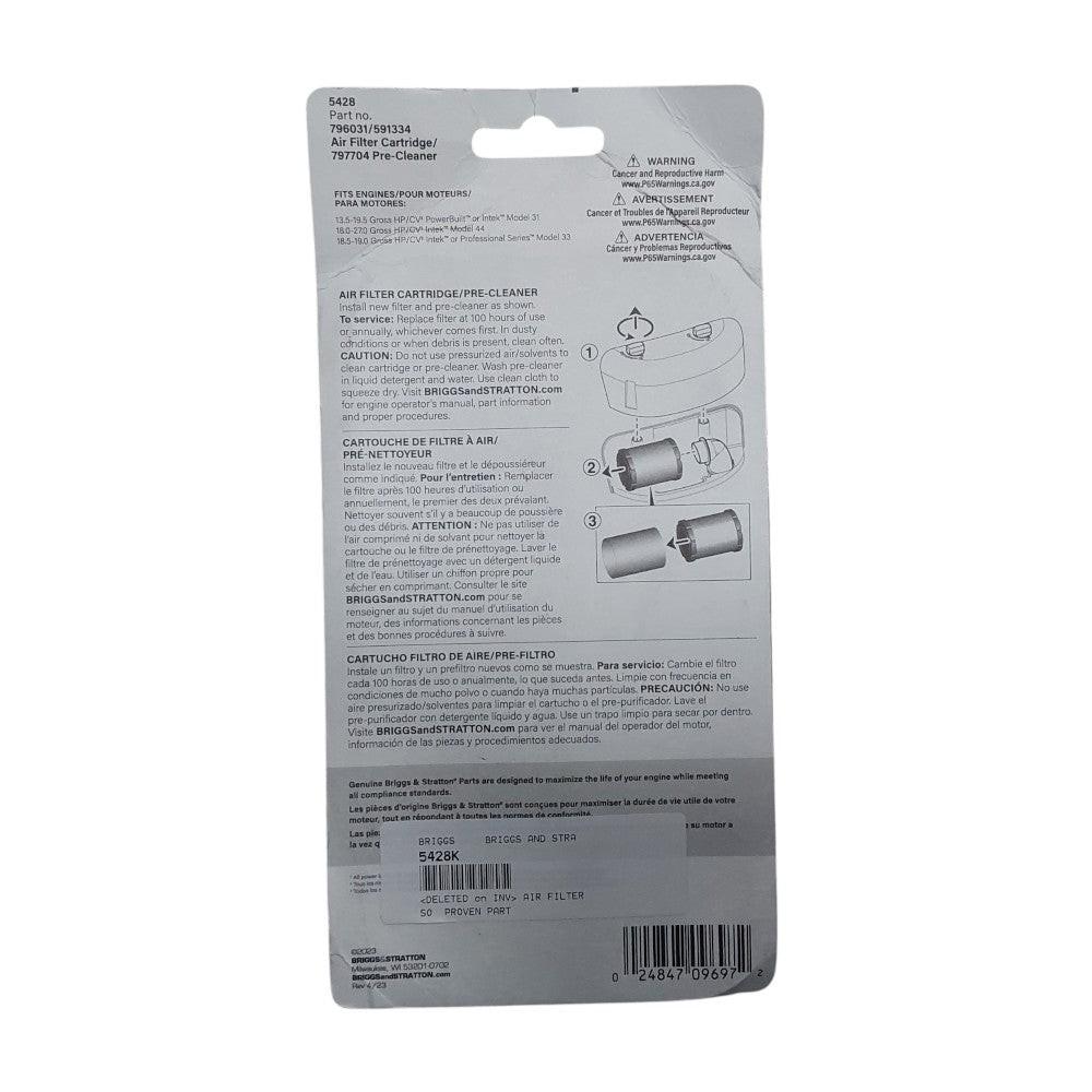 Genuine Briggs Air & Pre Filter 5428 Fits 5428K, 5428H, 5428, 5421, 4243, 590825