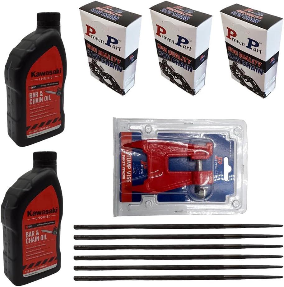 Proven Part (3) 18" Full Skip Chain For 18" Bar 0.325" Pitch .050" Gauge 68DL Fits Oregon 20JPX068G (2) Qt Oil (1) Stump Vise (6) Files