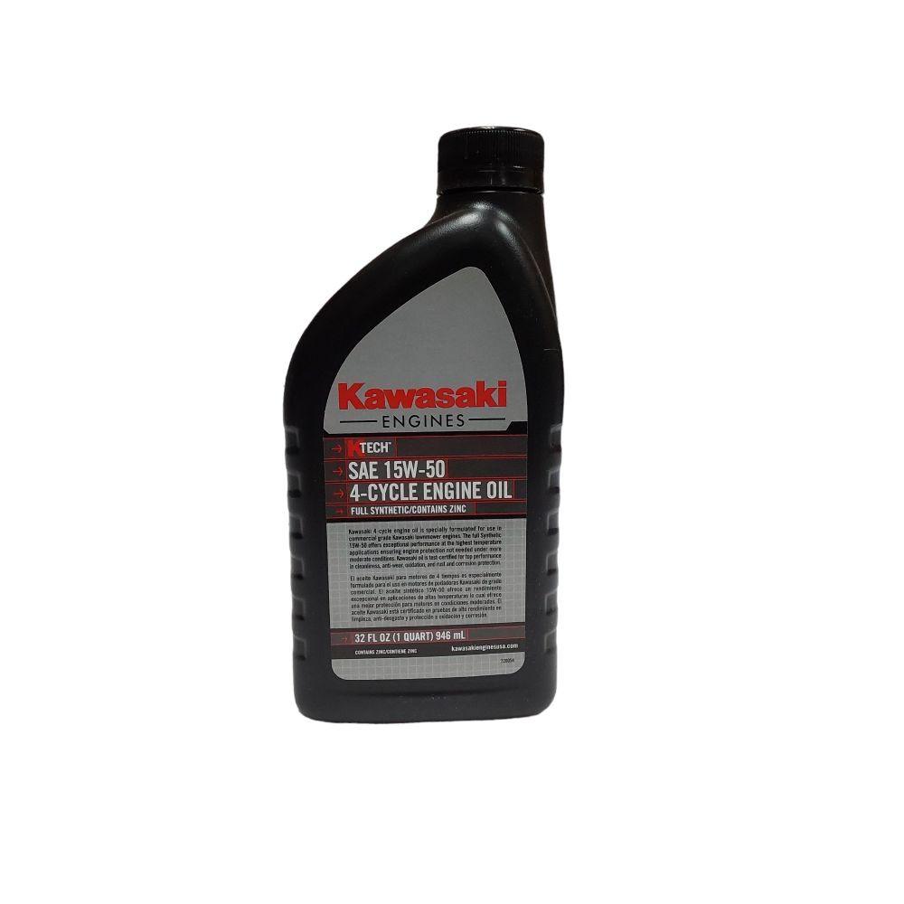 Parte probada, paquete de 12 aceites para motor Kawasaki Ktech de 4 tiempos, 15W-50, botellas totalmente sintéticas de 1 cuarto de galón, 99969-6501