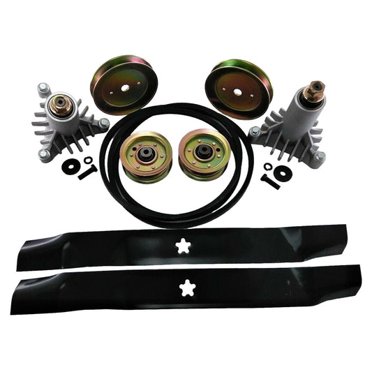 38" REBUILD DECK KIT FITS SEARS/CRAFTSMAN FITS HUSQVARNA 3 POST SPINDLES BLADES PULLEYS 128774 173435 173438 134148 144200 BELT 1/2 X 88 IN.