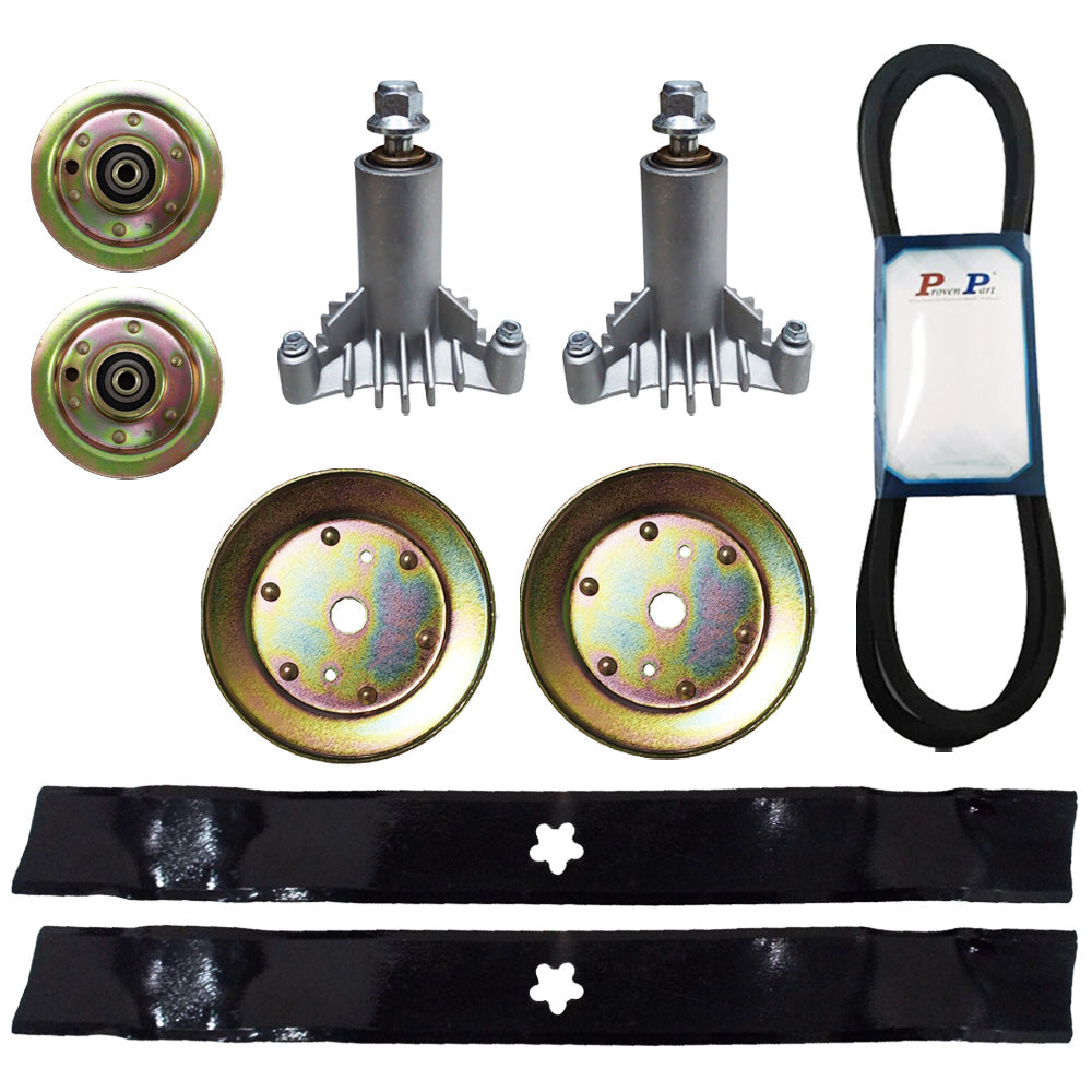 Proven Part 38" Rebuild Deck Kit Fits Sears/Craftsman Fits Husqvarna 3 Post Spindles Blades Pulleys 128774 173435 173438 134148 144200 Belt 1/2 X 88 In.