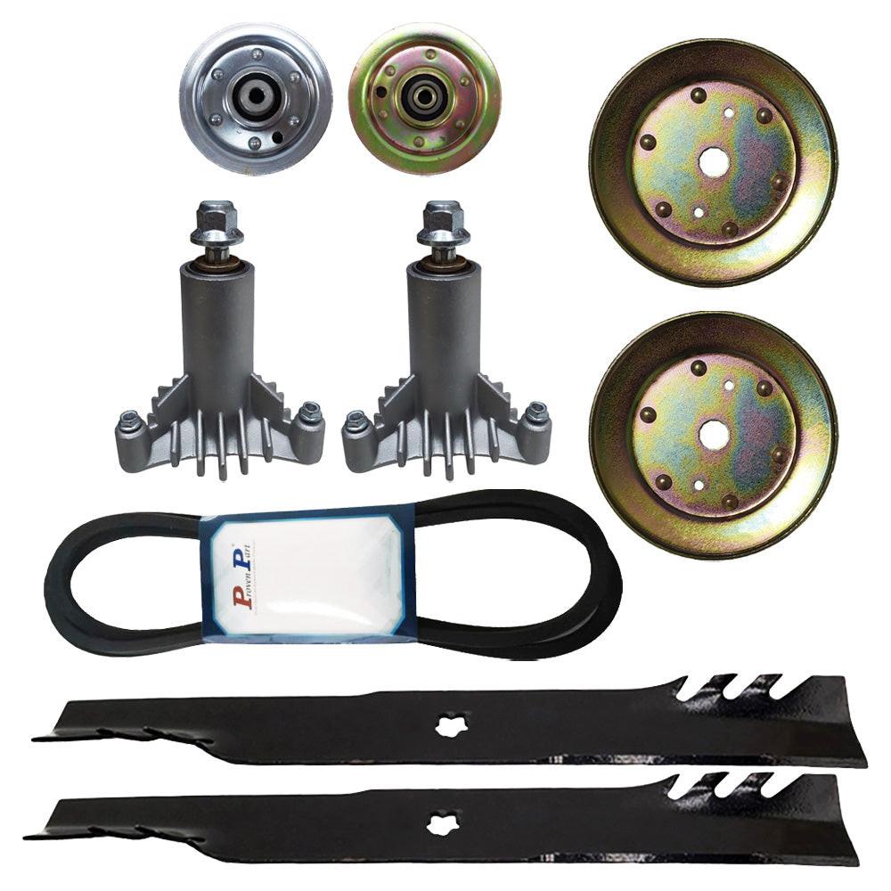 Proven Part 42 Inch Mower Deck Rebuild Kit Spindles Pulley Belt Blades For 130794 153535 174883 127843