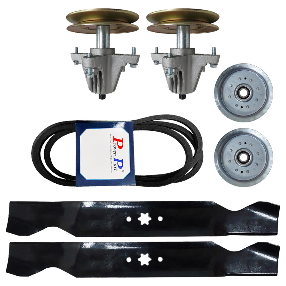 Proven Part Deck Rebuild Kit Spindles Blades Belt Idler Pulleys Fits 918-06991, 756-05034A, 942-04308