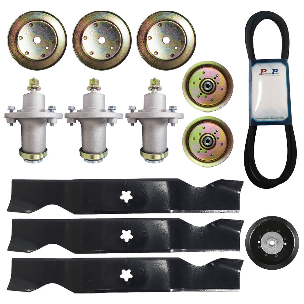 Proven Part TS354D Deck Rebuild Kit, Spindles, Lift Blades, Pulleys Belt 539112170 153535 582760502