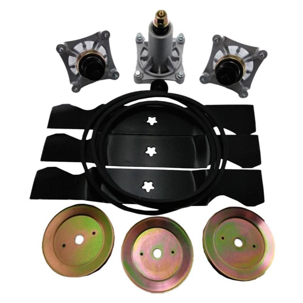 Kit de reconstrucción de cubierta de cortacésped de giro cero, pieza probada de 54 pulgadas, para cuchillas, poleas de husillos de correa 53219724 532153532 532187292