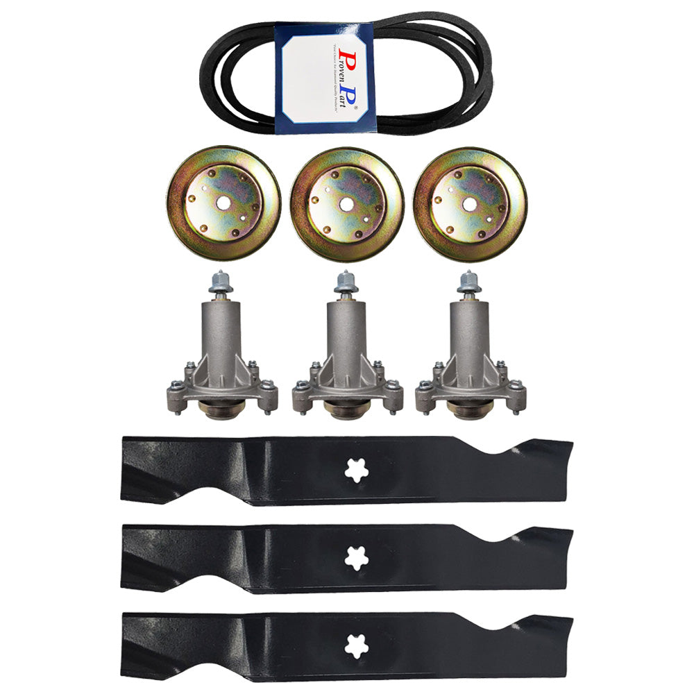 Kit de reconstrucción de cubierta de cortacésped, pieza probada, para poleas de husillos y cuchillas de correa 532153535 532187292 532187254 532196103