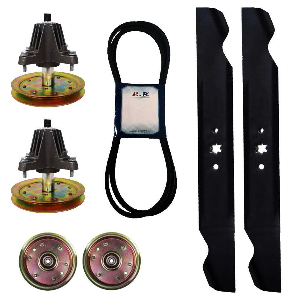 Proven Part 46 Inch Mower Deck Rebuild Kit Spindles Pulleys Blades Belt 756-04129B 754-04219 918-04636 942-04244 956-04129 LTX1045