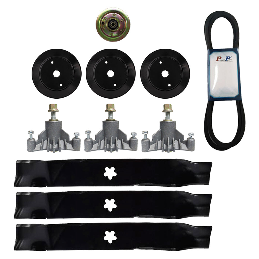 Kit de cortacésped de pieza probada, eje de polea de cuchillas de correa de 46 pulgadas 532144959 532153531 532163819 532143651