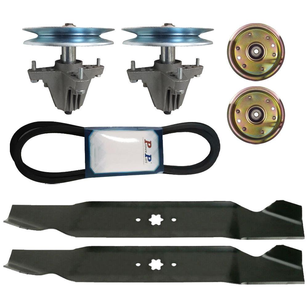 Proven Part Deck Rebuild Kit Spindles Blades Belt Idler Pulleys Fits Cub Cadet LTX1042 For 753-08171, 942-04308, 954-04060, 918-04822A
