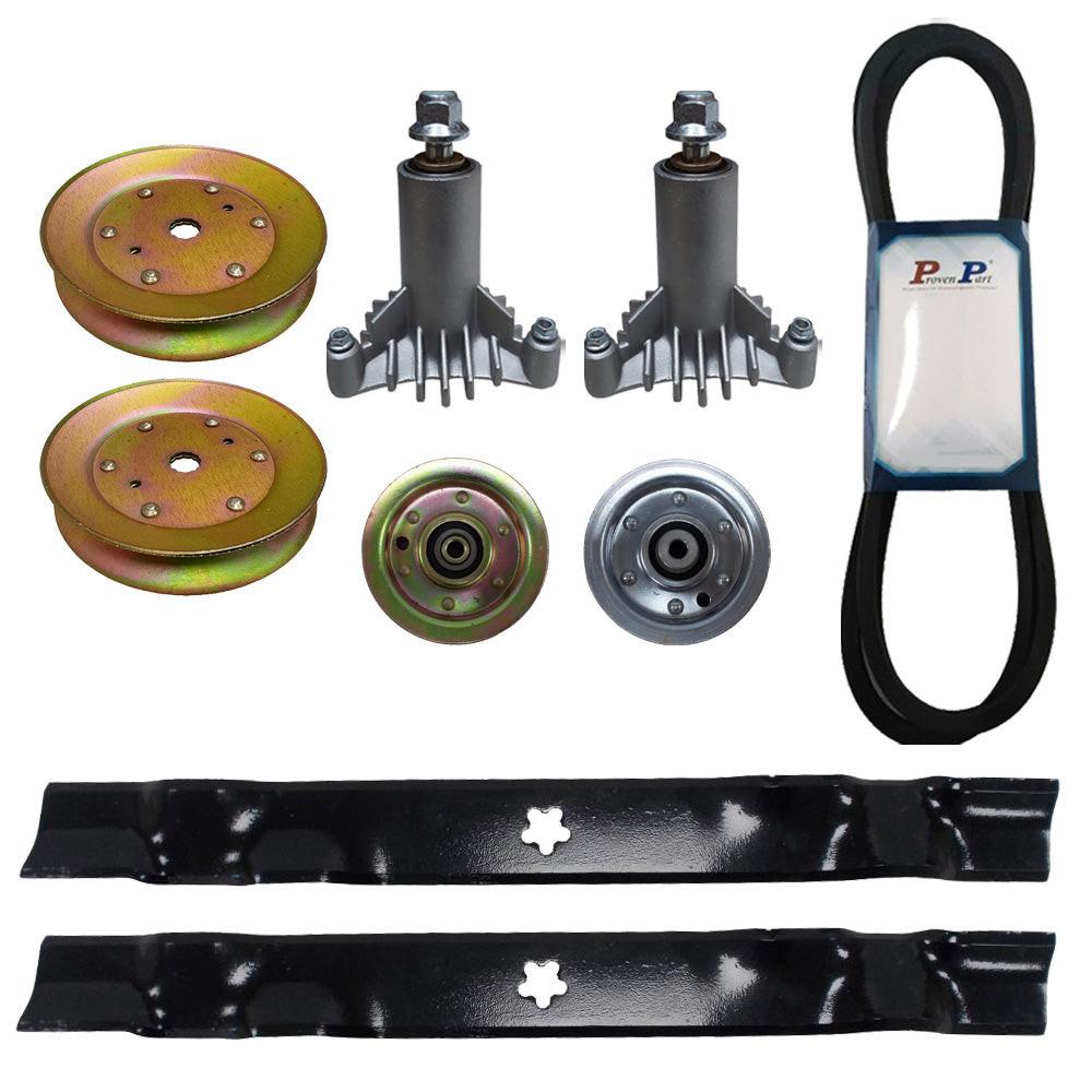 Proven Part 42 Inch Mower Deck Rebuild Kit Spindles Pulley Belt Blades For 174883 127843 130794 153535