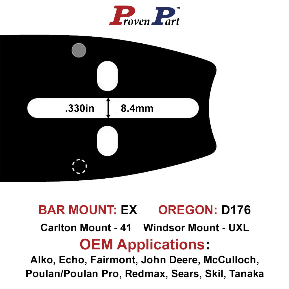 Proven Part 18" Chainsaw Guide Bar and Chain Fits 18D0AS3864C 72LGX068G Gauge .050" Pitch 3/8" DL 68 Semi-Chisel