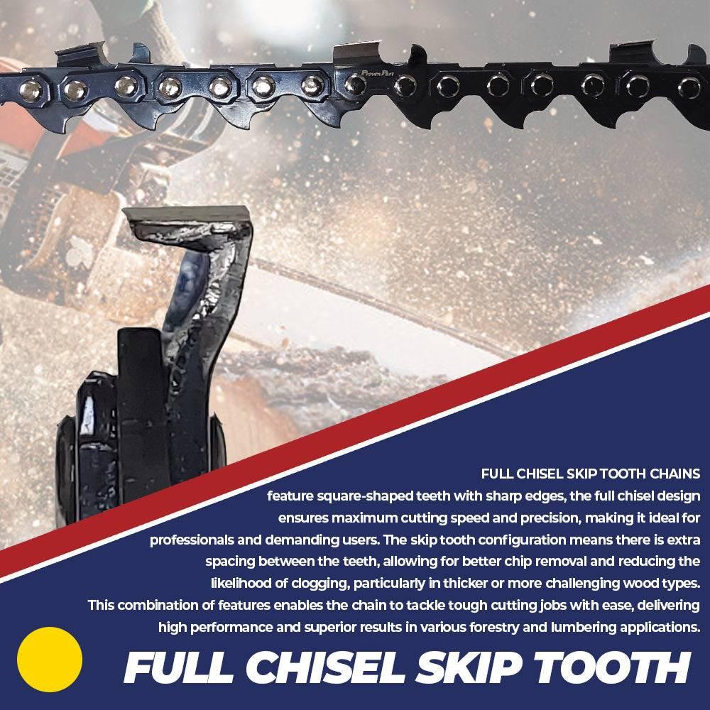 Proven Part 3-Pack Full Chisel Chain For 20" Bar 0.325" Pitch .050" Gauge 80DL Fits Husqvarna 5018406-80.
