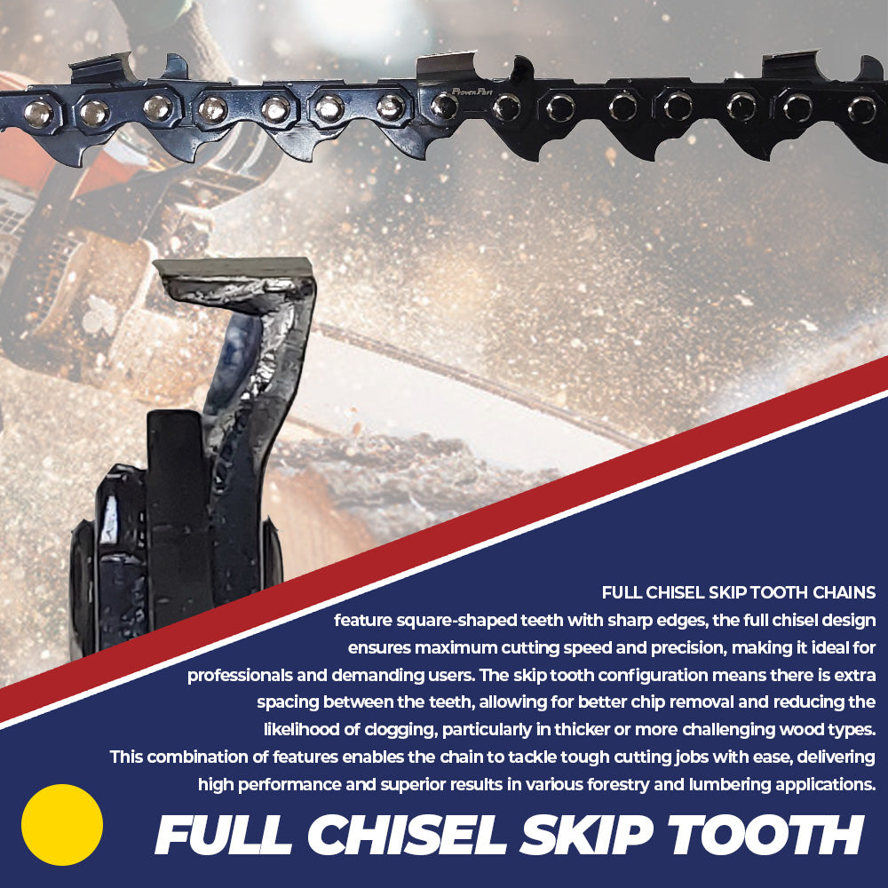 Proven Part 2-Pack 18" Full Skip Chain For 18" Bar 3/8" Pitch .050" Gauge 68DL Fits Husqvarna 455 Rancher